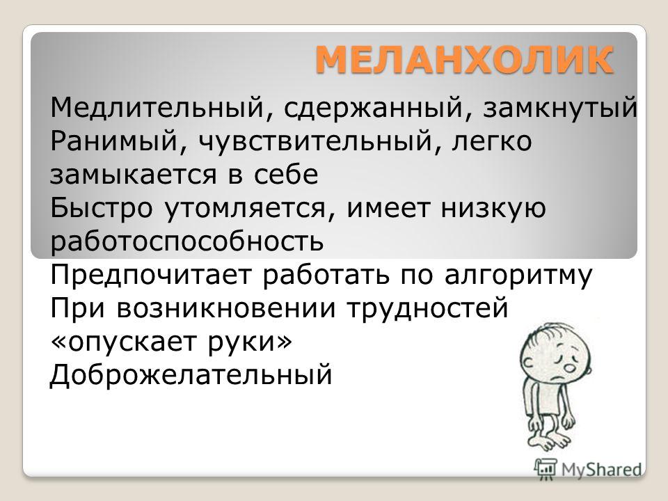 Меланхолик характеристика