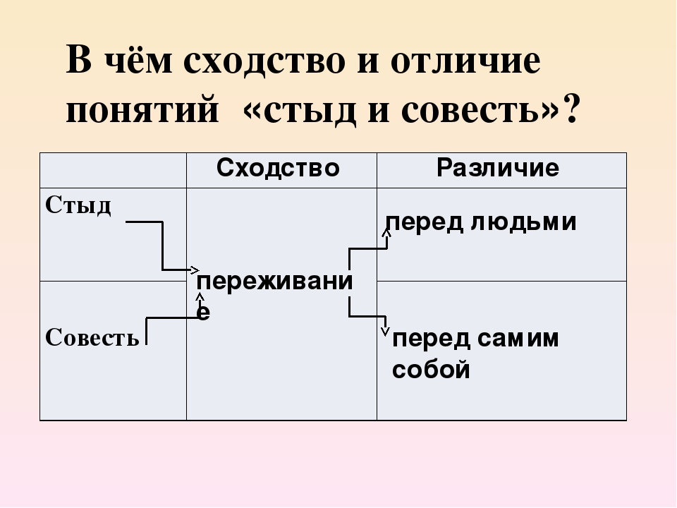 Между совестью и честью есть одно существенное различие составь план