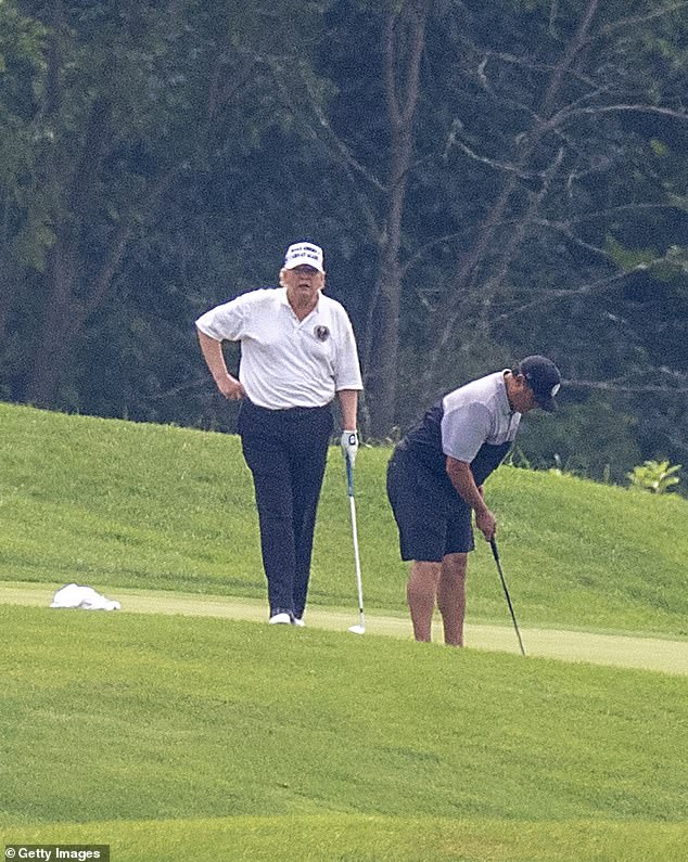 He had been silent on Twitter for most of the day as Trump had been golfing at the Trump National Golf Club in Potomac Falls, Virginia