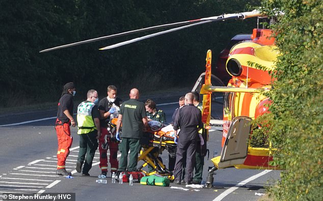 Three air ambulance were called to the A414 at the Maldon bypass after the crash at around 2.40pm