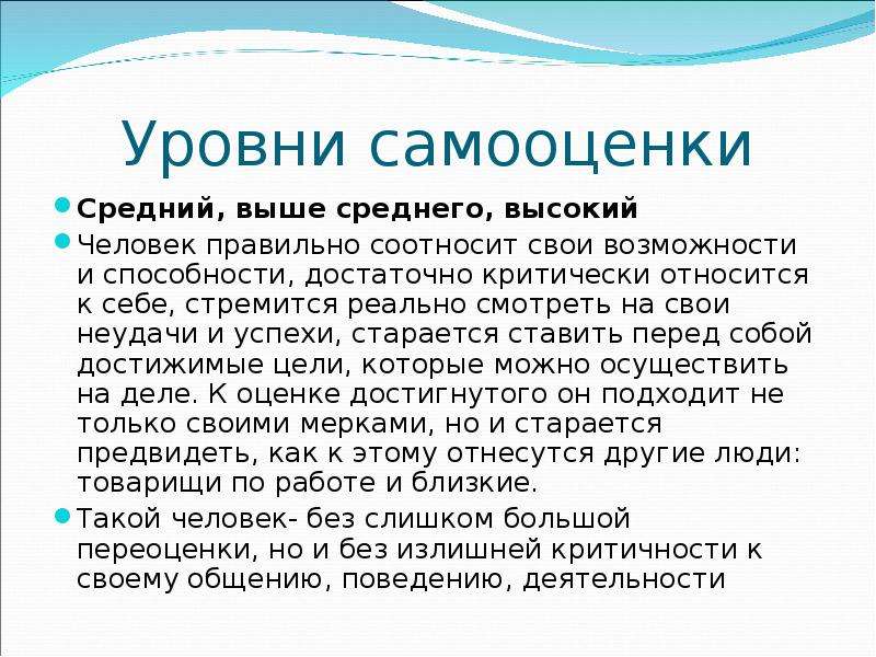 Уровни самооценки