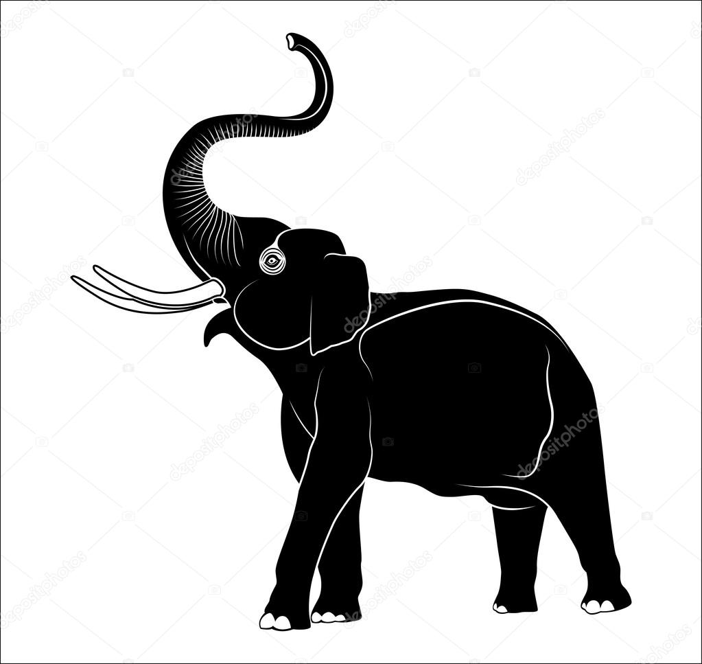 Силуэт слона с поднятым хоботом