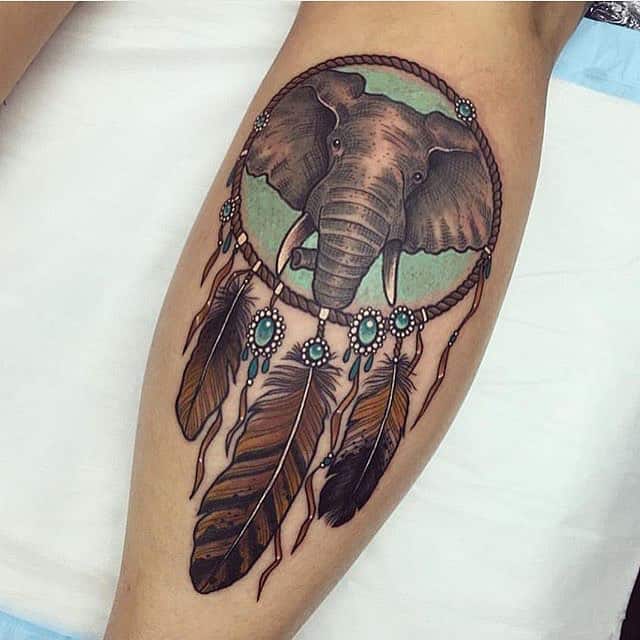 elephant dreamcatcher tattoo