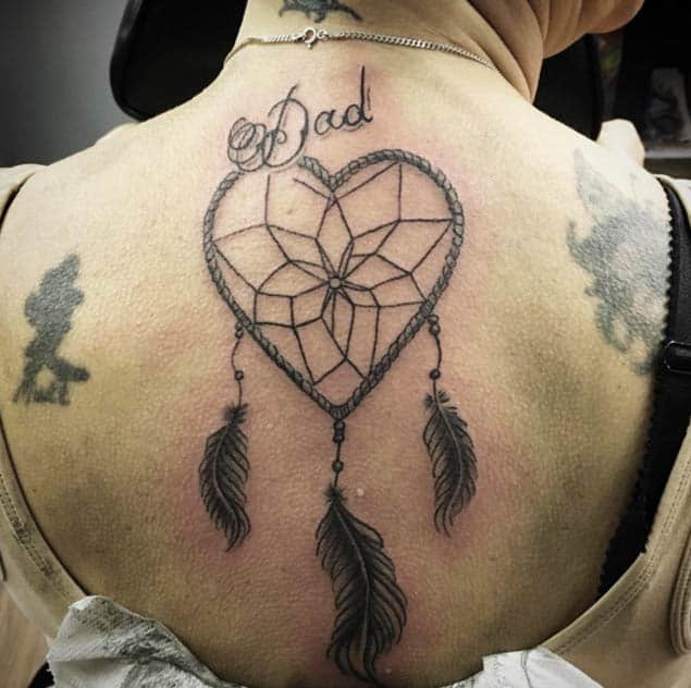 Dreamcatcher Tattoo with Heart-Shaped Hoop