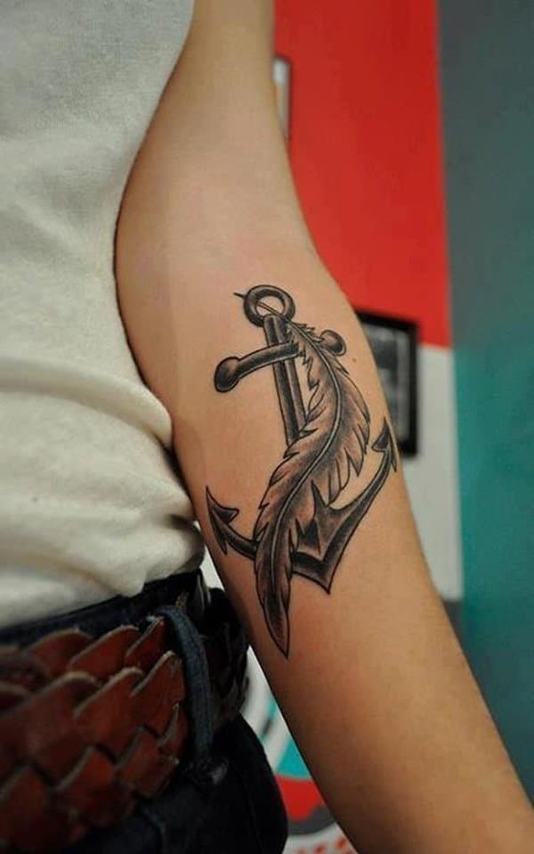Anchor Feather Tattoo