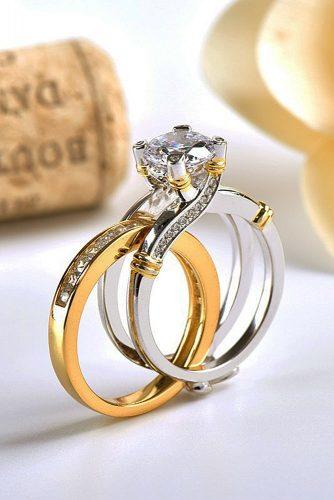 engagement ring trends 2019 modern wedding set yellow white gold